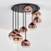 Koyoto ceiling light, globe light 57 cm clear, coppery, 9-light sources