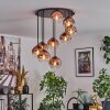 Koyoto ceiling light, globe light 57 cm clear, coppery, 9-light sources