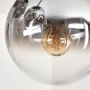 Gastor ceiling light, globe light 57 cm chrome, clear, Smoke-coloured, 9-light sources