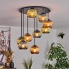 Koyoto ceiling light, globe light 57 cm blue, green, coppery, 9-light sources