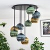 Koyoto ceiling light, globe light 57 cm blue, gold, green, 9-light sources