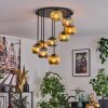 Koyoto ceiling light, globe light 57 cm blue, gold, green, 9-light sources