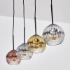 Ripoll hanging light, globe light, pendant light gold, clear, coppery, Smoke-coloured, 4-light sources