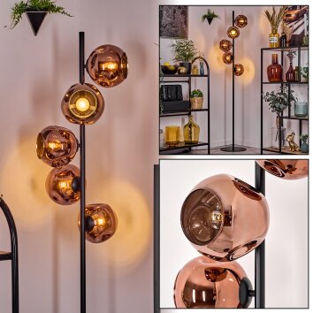 Ripoll floor lamp coppery, 5-light sources