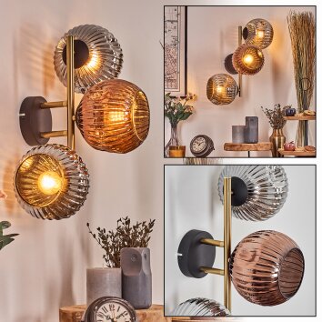 Ripoll globe light, wall light gold, black, 3-light sources