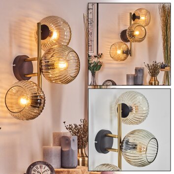 Ripoll globe light, wall light gold, black, 3-light sources