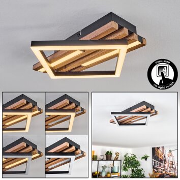 Ellekilde ceiling light LED brown, Wood like finish, black, 1-light source