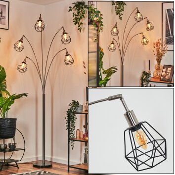 Yaak floor lamp matt nickel, black, 5-light sources
