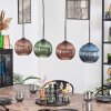 Koyoto hanging light, globe light, pendant light blue, green, coppery, 4-light sources