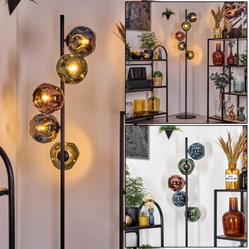 Ripoll floor lamp blue, green, coppery, 5-light sources