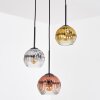 Ripoll hanging light, globe light, pendant light gold, clear, coppery, Smoke-coloured, 3-light sources