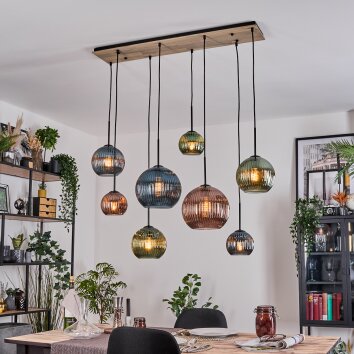 Koyoto hanging light, globe light, pendant light Ecru, black, 8-light sources