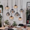 Gastor hanging light, globe light, pendant light Amber, clear, Smoke-coloured, 8-light sources