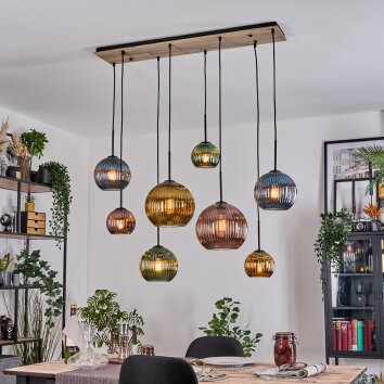 Koyoto hanging light, globe light, pendant light Ecru, black, 8-light sources