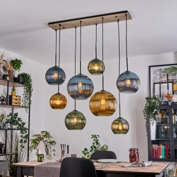 Koyoto hanging light, globe light, pendant light Ecru, black, 8-light sources