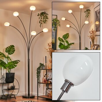 Nikkala floor lamp chrome, black, 5-light sources