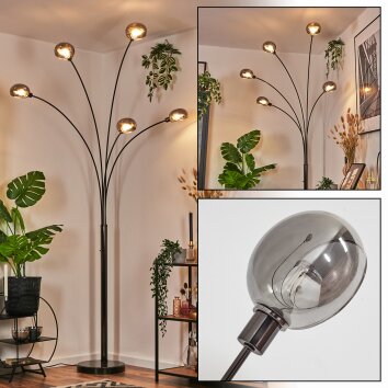 Nikkala floor lamp chrome, black, 5-light sources