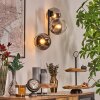 Koyoto globe light, wall light clear, Smoke-coloured, 3-light sources