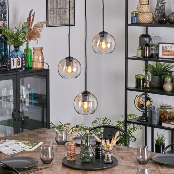Koyoto hanging light, globe light, Cluster pendant lamp 30 cm Amber, clear, 3-light sources