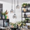 Koyoto hanging light, globe light, Cluster pendant lamp 30 cm clear, Smoke-coloured, 3-light sources