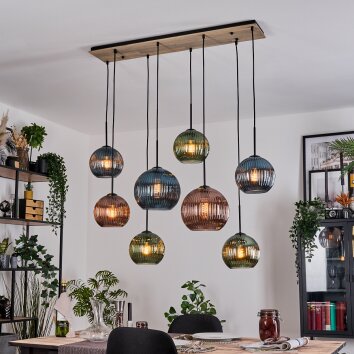 Koyoto hanging light, globe light, pendant light Ecru, black, 8-light sources