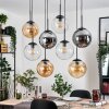 Gastor hanging light, globe light, pendant light Amber, clear, Smoke-coloured, 8-light sources