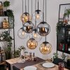 Gastor hanging light, globe light, pendant light Amber, clear, Smoke-coloured, 8-light sources