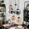 Gastor hanging light, globe light, pendant light Amber, clear, Smoke-coloured, 8-light sources