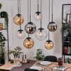 Gastor hanging light, globe light, pendant light Amber, clear, Smoke-coloured, 8-light sources