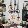 Gastor hanging light, globe light, pendant light Amber, clear, Smoke-coloured, 8-light sources