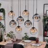 Gastor hanging light, globe light, pendant light Amber, clear, Smoke-coloured, 8-light sources