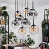Gastor hanging light, globe light, pendant light Amber, clear, Smoke-coloured, 8-light sources