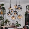 Gastor hanging light, globe light, pendant light Amber, clear, Smoke-coloured, 8-light sources