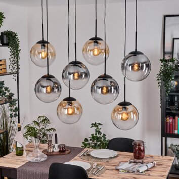 Gastor hanging light, globe light, pendant light Amber, clear, Smoke-coloured, 8-light sources