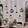 Gastor hanging light, globe light, pendant light Amber, clear, Smoke-coloured, 8-light sources