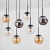 Gastor hanging light, globe light, pendant light Amber, clear, Smoke-coloured, 8-light sources
