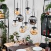 Gastor hanging light, globe light, pendant light Amber, clear, Smoke-coloured, 8-light sources