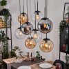Gastor hanging light, globe light, pendant light Amber, clear, Smoke-coloured, 8-light sources