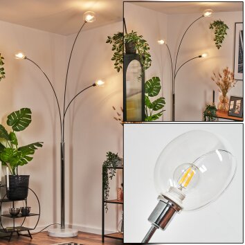 Nikkala floor lamp chrome, white, 3-light sources