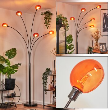 Nikkala floor lamp chrome, black, 5-light sources