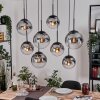 Gastor hanging light, globe light, pendant light clear, Smoke-coloured, 8-light sources
