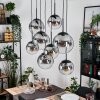 Gastor hanging light, globe light, pendant light clear, Smoke-coloured, 8-light sources