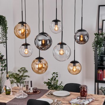 Gastor hanging light, globe light, pendant light Amber, clear, Smoke-coloured, 8-light sources