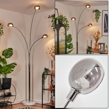 Nikkala floor lamp chrome, white, 3-light sources
