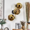 Koyoto globe light, wall light gold, black, 3-light sources