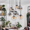Gastor hanging light, globe light, pendant light Amber, clear, Smoke-coloured, 8-light sources