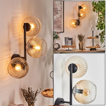Koyoto globe light, wall light Amber, clear, 3-light sources