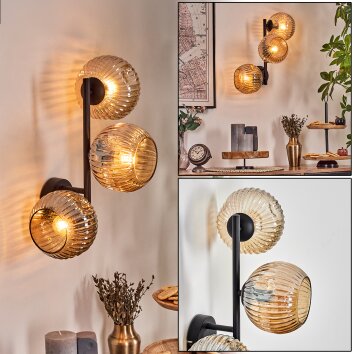 Ripoll globe light, wall light Amber, 3-light sources