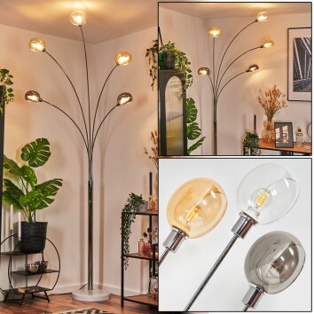Nikkala floor lamp chrome, white, 5-light sources