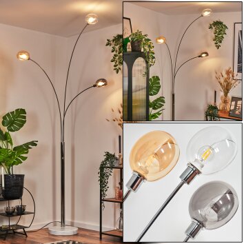 Nikkala floor lamp chrome, white, 3-light sources